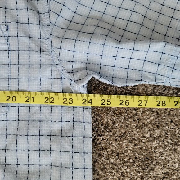 U.S. Expedition Men’s Large Size L Button Up Short Sleeve Blue White Pla… - Picture 5 of 8